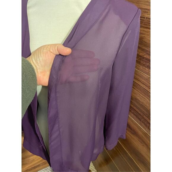 Channa Vintage Semi-Sheer Plum Open Blazer Long Sleeve Size Large - Picture 12 of 13
